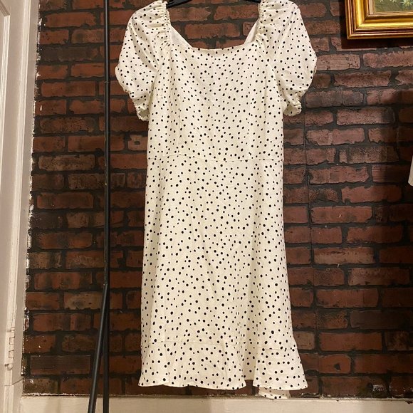 LOFT White Polka dot Babydoll Dress, Business, Picnic - Picture 2 of 5